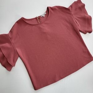 Salmon Flutter Sleeve Top